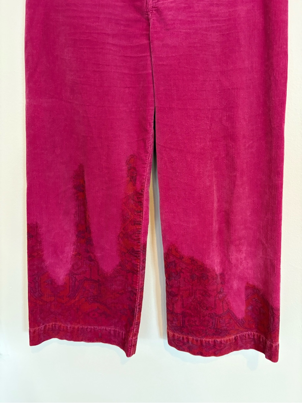 Anthropologie || The Skipper Corduroy Wide Leg Crop Pants Paisley Pink 28 - Picture 4 of 12
